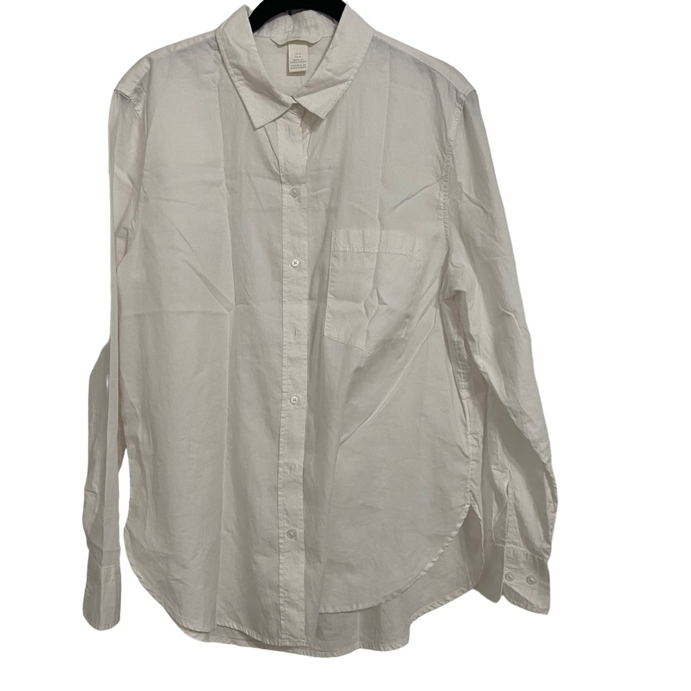 H&M White Button Down Long Sleeve Cotton Shirt